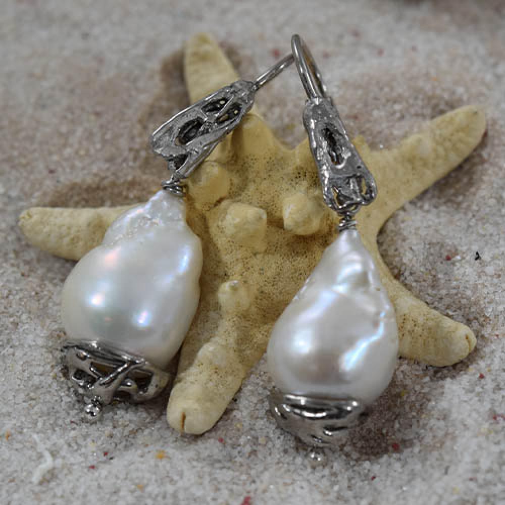 Orecchini perle barocche in argento Linea Magma